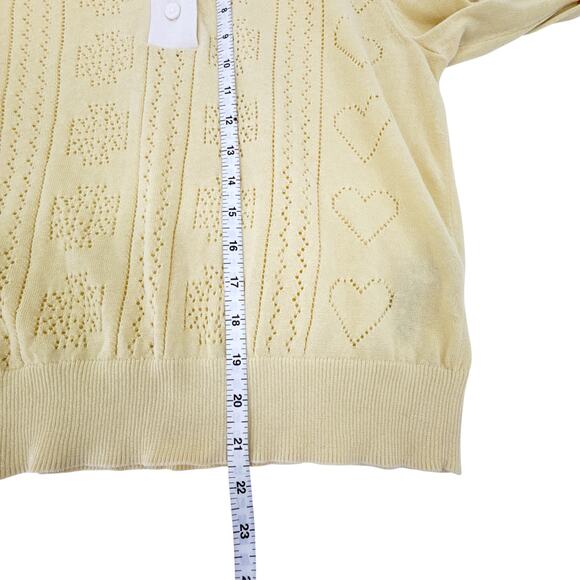 TORY BURCH Heart Pointelle Sweater in Sweet Butter L - Picture 10 of 11